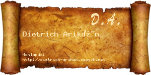 Dietrich Arikán névjegykártya